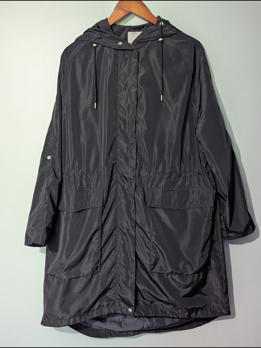 Vero Moda Women's Long Raincoat Hood Drawstring Adjustable Sleeves‎